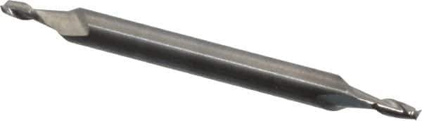 Atrax - 1/16", 1/8" LOC, 1/8" Shank Diam, 1-1/2" OAL, 2 Flute, Solid Carbide Square End Mill - Double End, Uncoated, Spiral Flute, 30° Helix, Centercutting - USA Tool & Supply