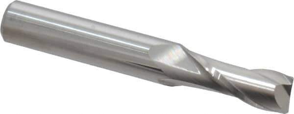 Atrax - 11/32", 7/8" LOC, 3/8" Shank Diam, 2-1/2" OAL, 2 Flute, Solid Carbide Square End Mill - Single End, Uncoated, Spiral Flute, 30° Helix, Centercutting, Right Hand Cut, Right Hand Flute - USA Tool & Supply