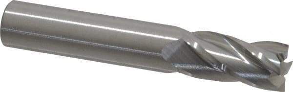 Atrax - 1/2", 1" LOC, 1/2" Shank Diam, 3" OAL, 4 Flute, Solid Carbide Square End Mill - Single End, Uncoated, Spiral Flute, 30° Helix, Centercutting, Right Hand Cut - USA Tool & Supply