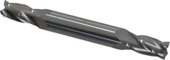 Atrax - 7/16", 7/8" LOC, 1/2" Shank Diam, 4" OAL, 4 Flute, Solid Carbide Square End Mill - Double End, Uncoated, Spiral Flute, 30° Helix, Centercutting - USA Tool & Supply