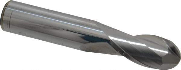 Atrax - 5/8" Diam, 1-1/4" LOC, 2 Flute Solid Carbide Ball End Mill - Uncoated, Single End, 3-1/2" OAL, 5/8" Shank Diam - USA Tool & Supply