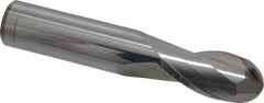 Atrax - 5/8" Diam, 1-1/4" LOC, 2 Flute Solid Carbide Ball End Mill - Uncoated, Single End, 3-1/2" OAL, 5/8" Shank Diam - USA Tool & Supply
