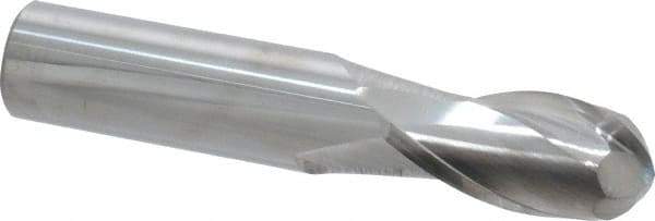 Atrax - 3/4" Diam, 1-1/2" LOC, 2 Flute Solid Carbide Ball End Mill - Uncoated, Single End, 4" OAL, 3/4" Shank Diam - USA Tool & Supply
