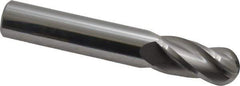 Atrax - 9/16" Diam, 1-1/8" LOC, 4 Flute Solid Carbide Ball End Mill - Uncoated, Single End, 3-1/2" OAL, 9/16" Shank Diam - USA Tool & Supply