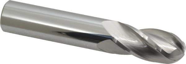 Atrax - 5/8" Diam, 1-1/4" LOC, 4 Flute Solid Carbide Ball End Mill - Uncoated, Single End, 3-1/2" OAL, 5/8" Shank Diam - USA Tool & Supply