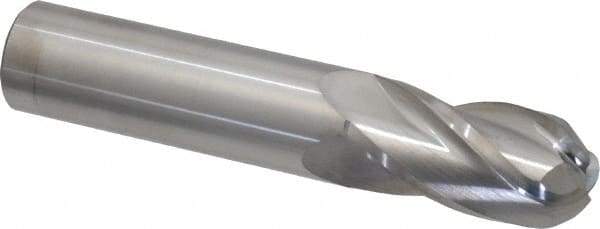 Atrax - 3/4" Diam, 1-1/2" LOC, 4 Flute Solid Carbide Ball End Mill - Uncoated, Single End, 4" OAL, 3/4" Shank Diam - USA Tool & Supply