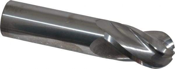 Atrax - 7/8" Diam, 1-1/2" LOC, 4 Flute Solid Carbide Ball End Mill - Uncoated, Single End, 4" OAL, 7/8" Shank Diam - USA Tool & Supply