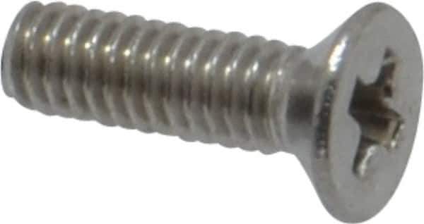 Value Collection - M2.5x0.45 Metric Coarse, 8mm OAL Phillips Drive Machine Screw - Flat Head, Grade 18-8 & A2 Stainless Steel, Uncoated, Without Washer - USA Tool & Supply