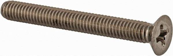 Value Collection - M4x0.70 Metric Coarse, 35mm OAL Phillips Drive Machine Screw - Flat Head, Grade 18-8 & A2 Stainless Steel, Uncoated, Without Washer - USA Tool & Supply