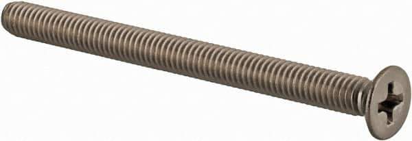 Value Collection - M4x0.70 Metric Coarse, 50mm OAL Phillips Drive Machine Screw - Flat Head, Grade 18-8 & A2 Stainless Steel, Uncoated, Without Washer - USA Tool & Supply