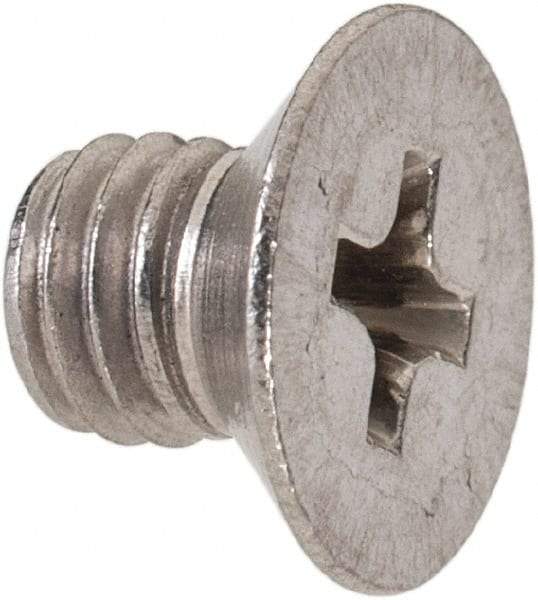Value Collection - M5x0.80 Metric Coarse, 6mm OAL Phillips Drive Machine Screw - Flat Head, Grade 18-8 & A2 Stainless Steel, Uncoated, Without Washer - USA Tool & Supply