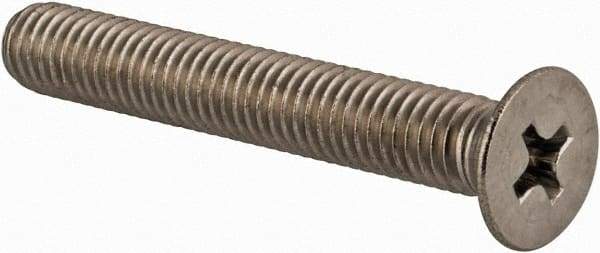 Value Collection - M5x0.80 Metric Coarse, 40mm OAL Phillips Drive Machine Screw - Flat Head, Grade 18-8 & A2 Stainless Steel, Uncoated, Without Washer - USA Tool & Supply