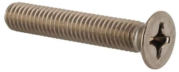 Value Collection - M6x1.00 Metric Coarse, 35mm OAL Phillips Drive Machine Screw - Flat Head, Grade 18-8 & A2 Stainless Steel, Uncoated, Without Washer - USA Tool & Supply