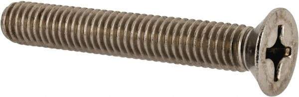 Value Collection - M6x1.00 Metric Coarse, 40mm OAL Phillips Drive Machine Screw - Flat Head, Grade 18-8 & A2 Stainless Steel, Uncoated, Without Washer - USA Tool & Supply