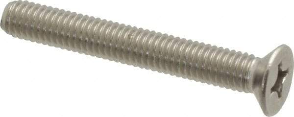 Value Collection - M6x1.00 Metric Coarse, 45mm OAL Phillips Drive Machine Screw - Flat Head, Grade 18-8 & A2 Stainless Steel, Uncoated, Without Washer - USA Tool & Supply