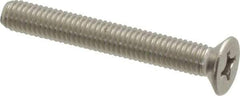 Value Collection - M6x1.00 Metric Coarse, 45mm OAL Phillips Drive Machine Screw - Flat Head, Grade 18-8 & A2 Stainless Steel, Uncoated, Without Washer - USA Tool & Supply