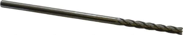 Atrax - 1/8", 1" LOC, 1/8" Shank Diam, 3" OAL, 4 Flute, Solid Carbide Square End Mill - Single End, Uncoated, Spiral Flute, 30° Helix, Centercutting, Right Hand Cut - USA Tool & Supply