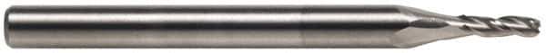 SGS - 15/32" Diam, 1" LOC, 3 Flute Solid Carbide Ball End Mill - Uncoated, Single End, 3" OAL, 1/2" Shank Diam, Spiral Flute - USA Tool & Supply