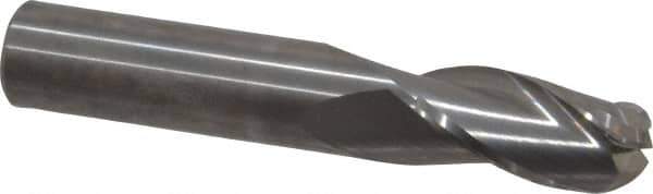 Atrax - 1/2" Diam, 1" LOC, 3 Flute Solid Carbide Ball End Mill - Uncoated, Single End, 3" OAL, 1/2" Shank Diam - USA Tool & Supply