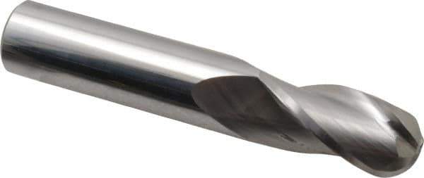 Atrax - 5/8" Diam, 1-1/4" LOC, 3 Flute Solid Carbide Ball End Mill - Uncoated, Single End, 3-1/2" OAL, 5/8" Shank Diam - USA Tool & Supply
