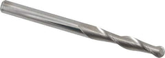 Atrax - 5/16" Diam, 1-5/8" LOC, 2 Flute Solid Carbide Ball End Mill - Uncoated, Single End, 4" OAL, 5/16" Shank Diam - USA Tool & Supply