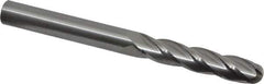 Atrax - 3/8" Diam, 1-3/4" LOC, 4 Flute Solid Carbide Ball End Mill - Uncoated, Single End, 4" OAL, 3/8" Shank Diam - USA Tool & Supply