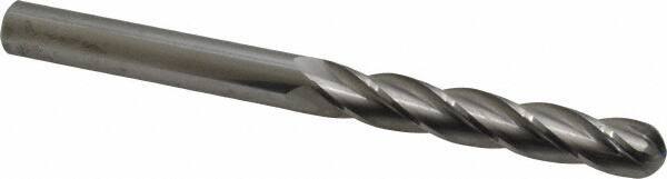 Atrax - 1/2" Diam, 3" LOC, 4 Flute Solid Carbide Ball End Mill - Uncoated, Single End, 6" OAL, 1/2" Shank Diam - USA Tool & Supply