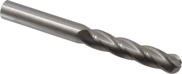 Atrax - 5/8" Diam, 3" LOC, 4 Flute Solid Carbide Ball End Mill - Uncoated, Single End, 6" OAL, 5/8" Shank Diam - USA Tool & Supply