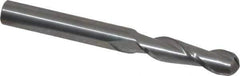 Atrax - 5/16" Diam, 1-1/8" LOC, 2 Flute Solid Carbide Ball End Mill - Uncoated, Single End, 3" OAL, 5/16" Shank Diam - USA Tool & Supply