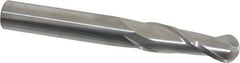 Atrax - 3/8" Diam, 1-1/8" LOC, 2 Flute Solid Carbide Ball End Mill - Uncoated, Single End, 3" OAL, 3/8" Shank Diam - USA Tool & Supply