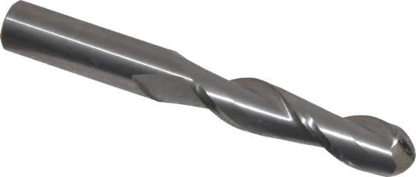 Atrax - 1/2" Diam, 2" LOC, 2 Flute Solid Carbide Ball End Mill - Uncoated, Single End, 4" OAL, 1/2" Shank Diam - USA Tool & Supply