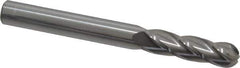 Atrax - 5/16" Diam, 1-1/8" LOC, 4 Flute Solid Carbide Ball End Mill - Uncoated, Single End, 3" OAL, 5/16" Shank Diam - USA Tool & Supply
