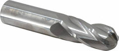 Atrax - 1" Diam, 2-1/4" LOC, 4 Flute Solid Carbide Ball End Mill - Uncoated, Single End, 5" OAL, 1" Shank Diam - USA Tool & Supply