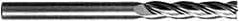 SGS - 1", 2-1/4" LOC, 1" Shank Diam, 5" OAL, 4 Flute, Solid Carbide Square End Mill - Single End, Uncoated, Spiral Flute, 30° Helix, Centercutting, Right Hand Cut, Right Hand Flute, Series 1L - USA Tool & Supply