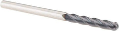 Niagara Cutter - 1/4" Diam, 1-1/2" LOC, 4 Flute Solid Carbide Ball End Mill - TiAlN Finish, Single End, 4" OAL, 1/4" Shank Diam, Spiral Flute - USA Tool & Supply