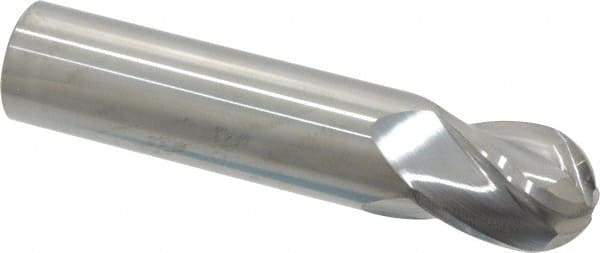 Atrax - 5/8" Diam, 3/4" LOC, 4 Flute Solid Carbide Ball End Mill - Uncoated, Single End, 3" OAL, 5/8" Shank Diam - USA Tool & Supply