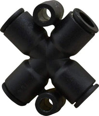 Legris - 1/4" Outside Diam, Nylon Push-to-Connect Tube Cross - 290 Max psi, Black - USA Tool & Supply