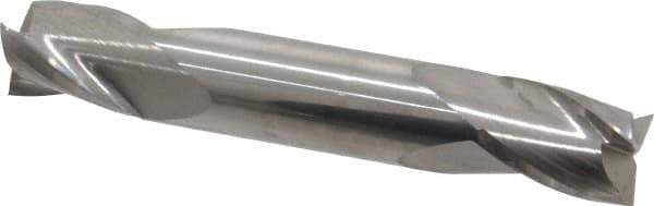 Atrax - 1/2", 5/8" LOC, 1/2" Shank Diam, 3" OAL, 3 Flute, Solid Carbide Square End Mill - Double End, Uncoated, Spiral Flute, 30° Helix, Centercutting - USA Tool & Supply