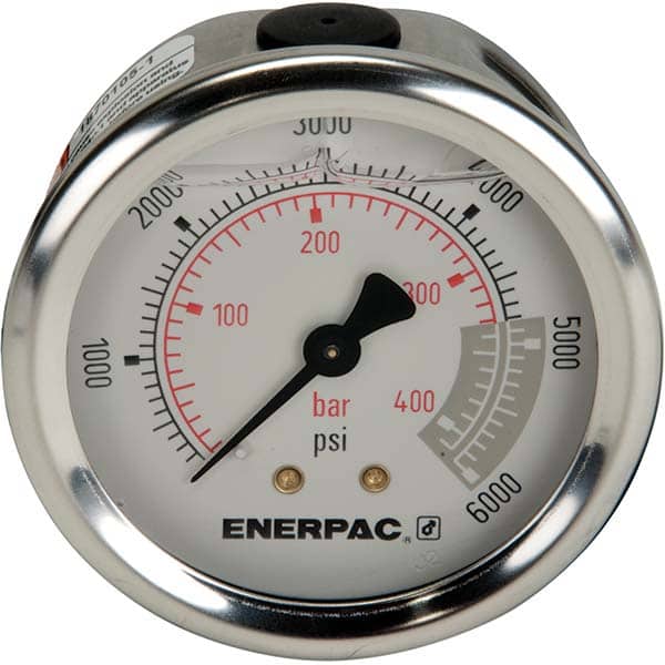 Enerpac - Hydraulic Pressure Gages & Adapters Type: Glycerine Filled Pressure Rating: 6000 - USA Tool & Supply