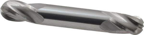 Atrax - 3/8" Diam, 9/16" LOC, 4 Flute Solid Carbide Ball End Mill - Uncoated, Double End, 3" OAL, 3/8" Shank Diam - USA Tool & Supply