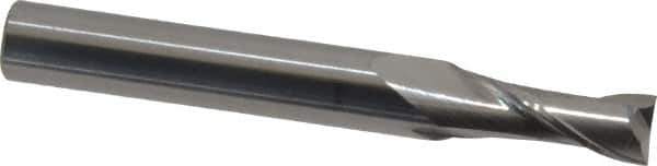 Atrax - 7mm, 19mm LOC, 8mm Shank Diam, 64mm OAL, 2 Flute, Solid Carbide Square End Mill - Single End, Uncoated, Spiral Flute, 30° Helix, Centercutting, Right Hand Cut - USA Tool & Supply