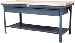 Strong Hold - 48 Wide x 30" Deep x 34" High, Stainless Steel Work Table - Flat Top, Angle Legs, Dark Gray - USA Tool & Supply