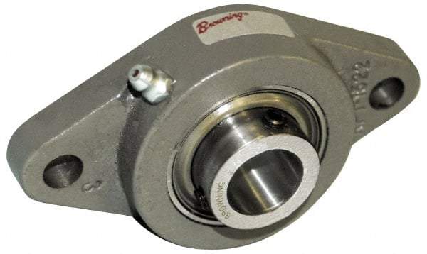 Browning - 1-1/4" ID, 6-1/8" OAL x 3-5/8" OAH 2-Bolt Flange Air Handling - 3,493 Lb Static Cap, 5,782 Lb Dyn Cap, 5-1/8" Btw Mnt Hole Ctrs, Cast Iron - USA Tool & Supply