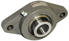 Browning - 1-3/16" ID, 5-9/16" OAL x 3-1/8" OAH 2-Bolt Flange - 2,567 Lb Static Cap, 4,381 Lb Dyn Cap, 4-19/32" Btw Mnt Hole Ctrs, Cast Iron - USA Tool & Supply