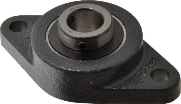 Browning - 3/4" ID, 4-13/32" OAL x 2-1/2" OAH 2-Bolt Flange - 1,444 Lb Static Cap, 2,611 Lb Dyn Cap, 3-17/32" Btw Mnt Hole Ctrs, Cast Iron - USA Tool & Supply