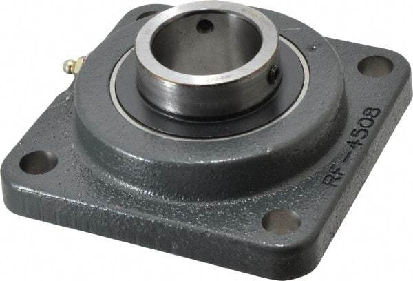 Browning - 1-11/16" ID, 5-3/8" OAL x 5-3/8" OAH 4-Bolt Flange - 5,139 Lb Static Cap, 7,901 Lb Dyn Cap, 4-1/8" Btw Mnt Hole Ctrs, Cast Iron - USA Tool & Supply