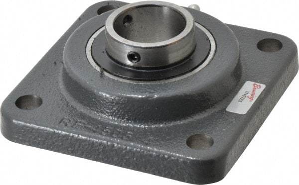 Browning - 1-1/4" ID, 4-1/4" OAL x 4-1/4" OAH 4-Bolt Flange - 2,567 Lb Static Cap, 4,381 Lb Dyn Cap, 3-1/4" Btw Mnt Hole Ctrs, Cast Iron - USA Tool & Supply