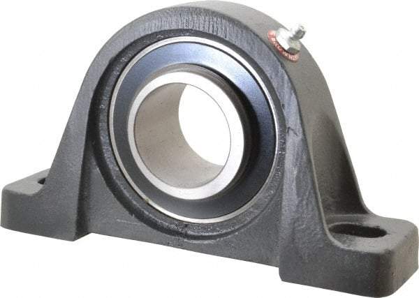 Browning - 1-3/4" ID, 7-3/8" OAL x 4-1/4" OAH Pillow Block - 5,139 Lb Static Cap, 7,901 Lb Dyn Cap, 5-21/32" Btw Mnt Hole Ctrs, 2-1/8" Base-to-Ctr Ht, Cast Iron - USA Tool & Supply