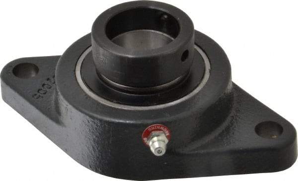 Browning - 1-1/4" ID, 5-9/16" OAL x 3-1/8" OAH 2-Bolt Flange - 2,567 Lb Static Cap, 4,381 Lb Dyn Cap, 4-19/32" Btw Mnt Hole Ctrs, Cast Iron - USA Tool & Supply