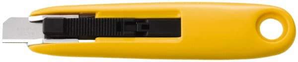 Olfa - Retractable Utility Knife - 1-15/16" Blade, Yellow & Silver Plastic Handle, 1 Blade Included - USA Tool & Supply